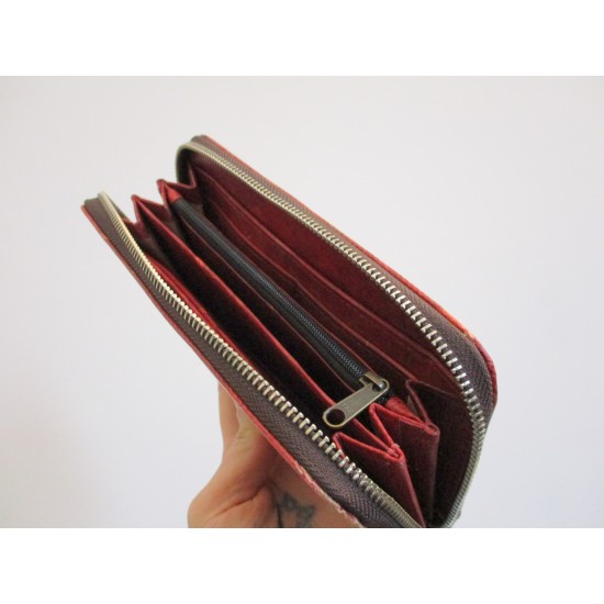 Teakleaf Zip Surround Red Large Wallet Vegan